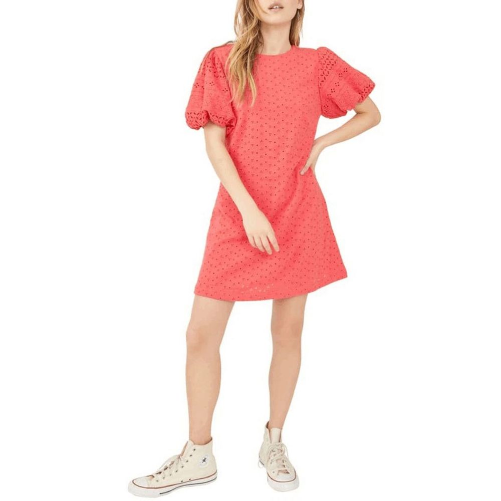 🍓 NWT People Women's Cotton Apricot Rose Mini Dress - Strawberry Spritz L
